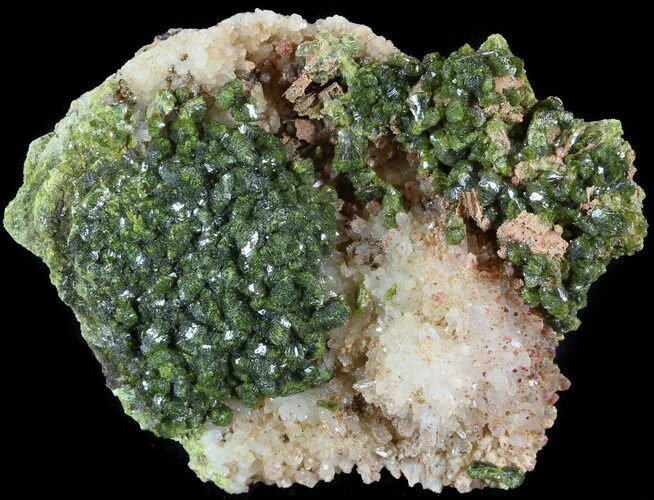 Lustrous, Epidote Crystal Cluster with Quartz - Morocco #49417